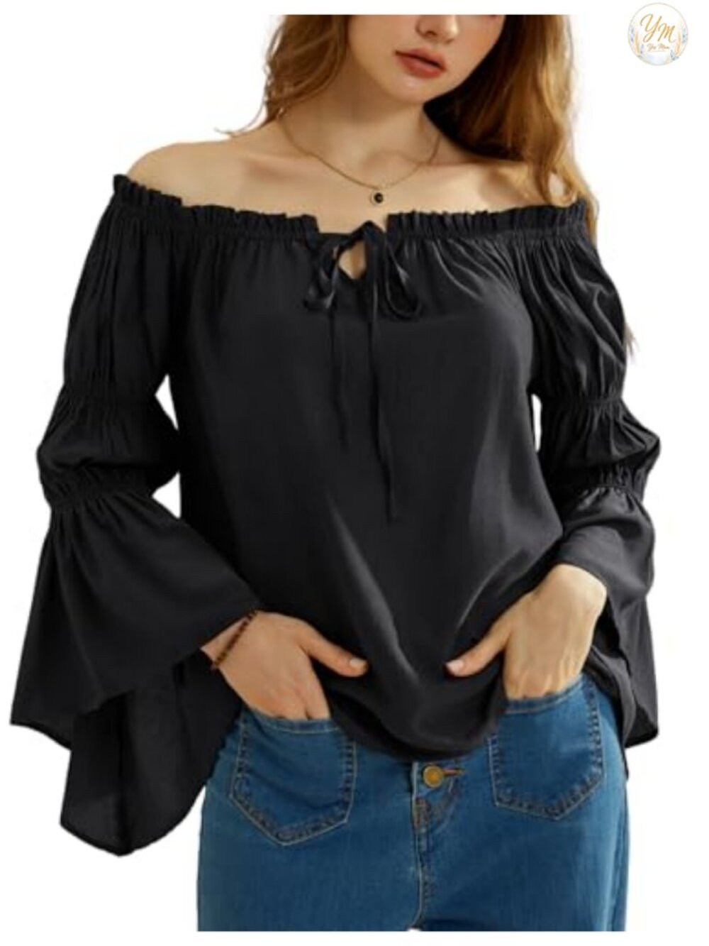 Renaissance Off Shoulder Bell Sleeve Peasant Blouse